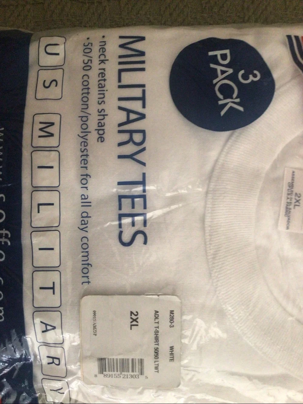Soffe 3-Pack White Military Tees 50/50 vintage NWT 2XL